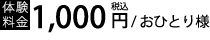 体験料金1,000円（税込）/お一人様