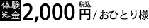 体験料金2,000円（税込）/お一人様